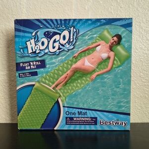 H2O Go! Green Float 'N Roll Air Mat by Bestway - Inflatable Pool Lounger